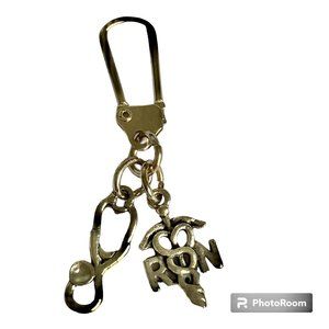 Medical Nursing RN Caduceus Stethoscope Zipper Pull Keychain Purse Charm